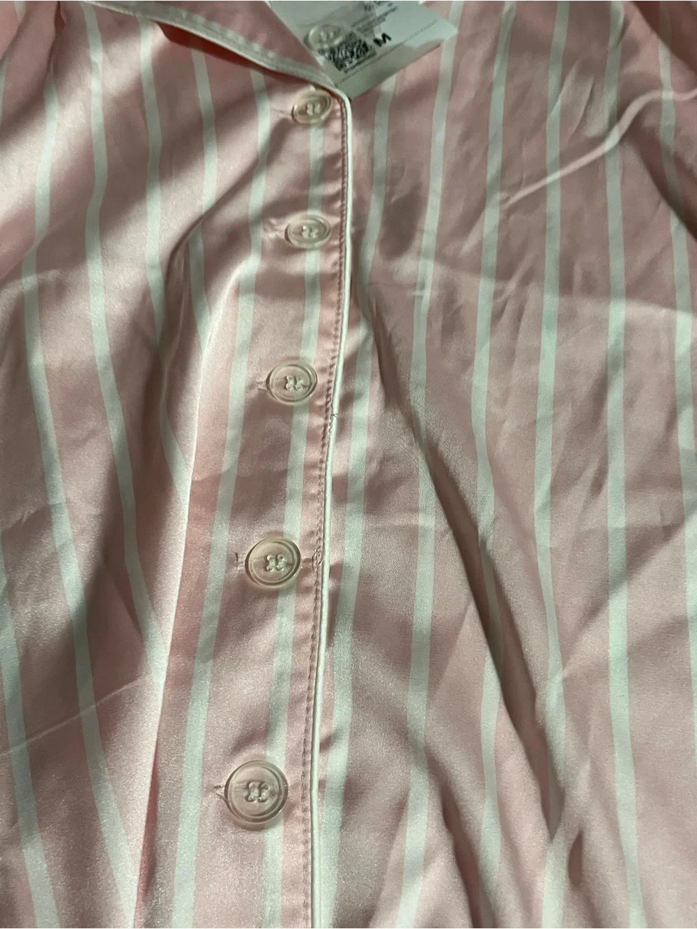 Forever 21 Pink and White Striped Satin Pajama Set Women’s Size Medium NWT